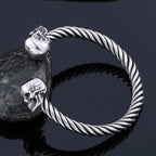 High Quality Stainless Steel Double Skull Bracelet Vintage Men Accessories Skeleton Bangle Fashion Charm Biker Jewelry Wholesale