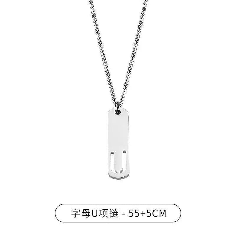 Steel Pendant Letter Rectangle Tags Initial