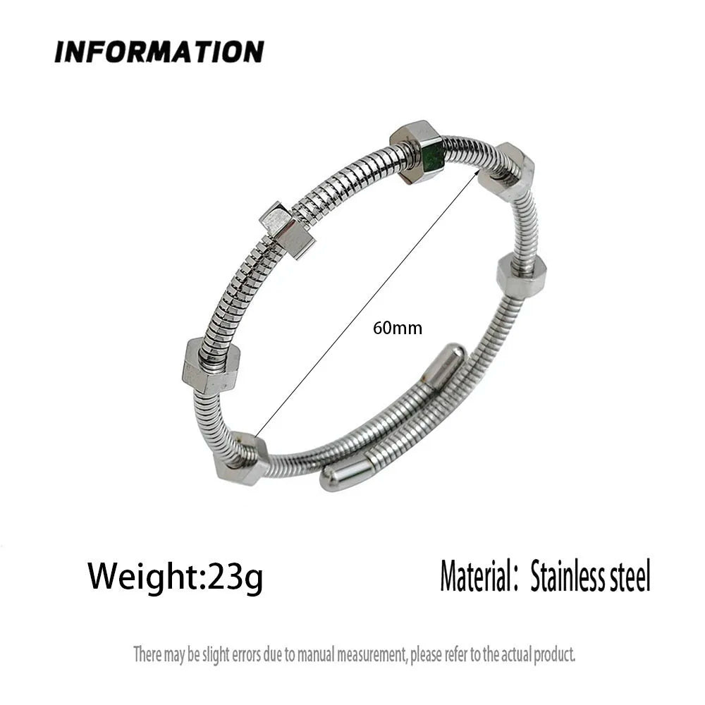 Double Layer Wire Nut Bracelet — Stainless Steel, Gold or Silver