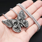 Vintage 316L Stainless Steel Butterfly Skull Pendant Necklace Hip Hop Biker Fashion Animal Necklaces For Men Women