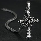 St. Benedict Exorcism Cross Pendant Necklace — Stainless Steel