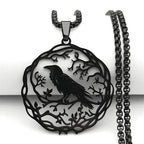 Tree Of Life Steel Pendant Gothic Crow Bird Raven