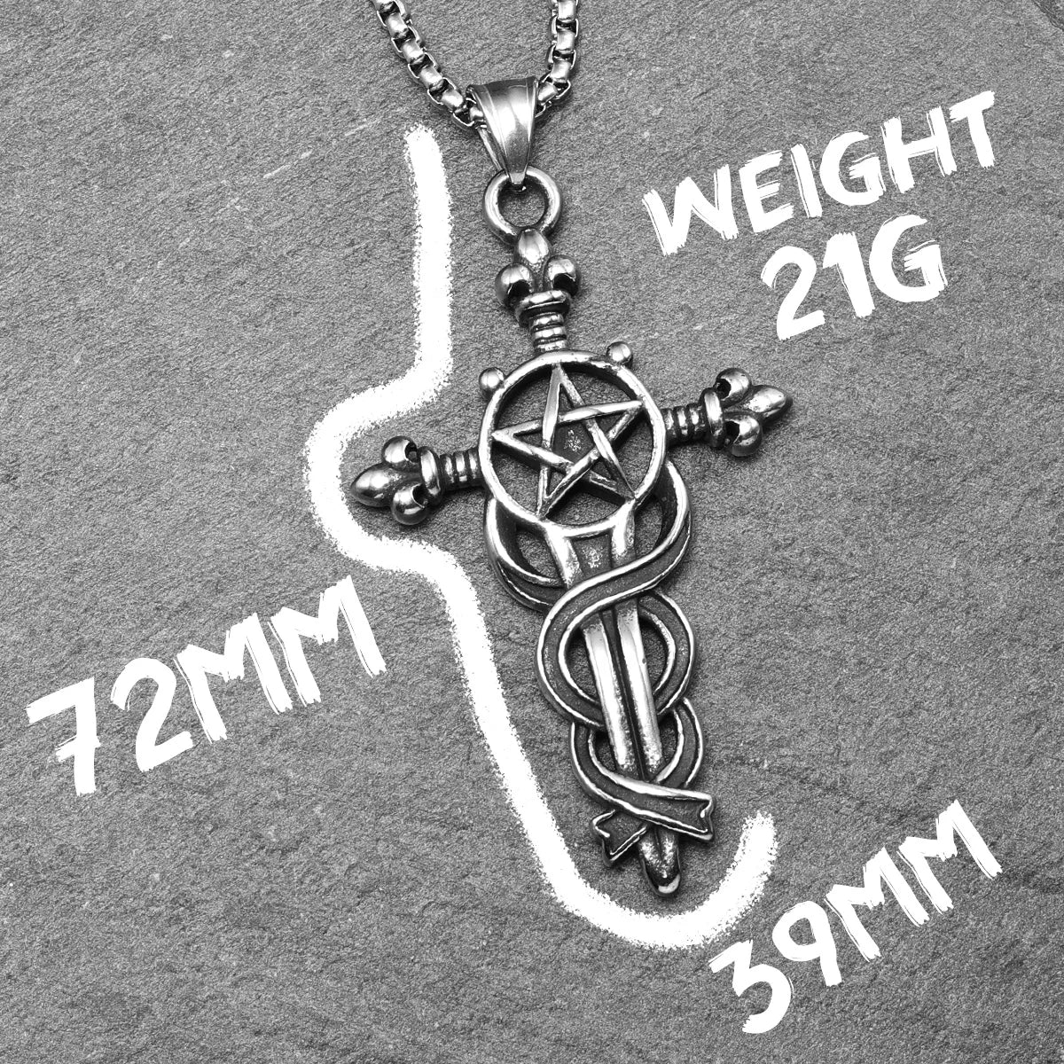 Serpentine Cross Pendant Necklace — Stainless Steel