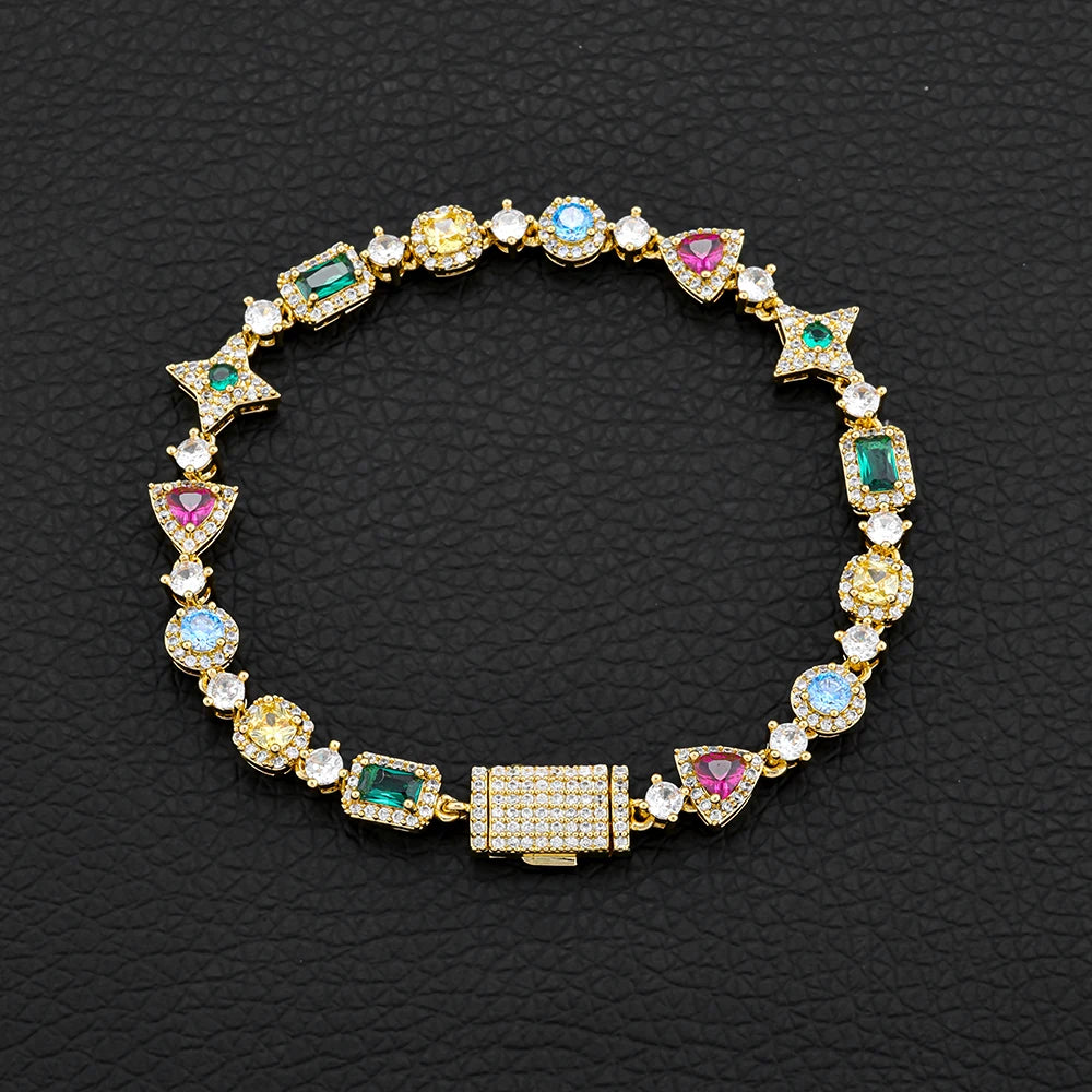 Tennis Bracelet Stainless Steel Multicolor CZ
