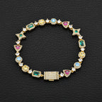 Tennis Bracelet Stainless Steel Multicolor CZ