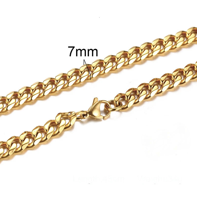 Cuban Link Chain Necklace 3-7mm — Stainless Steel