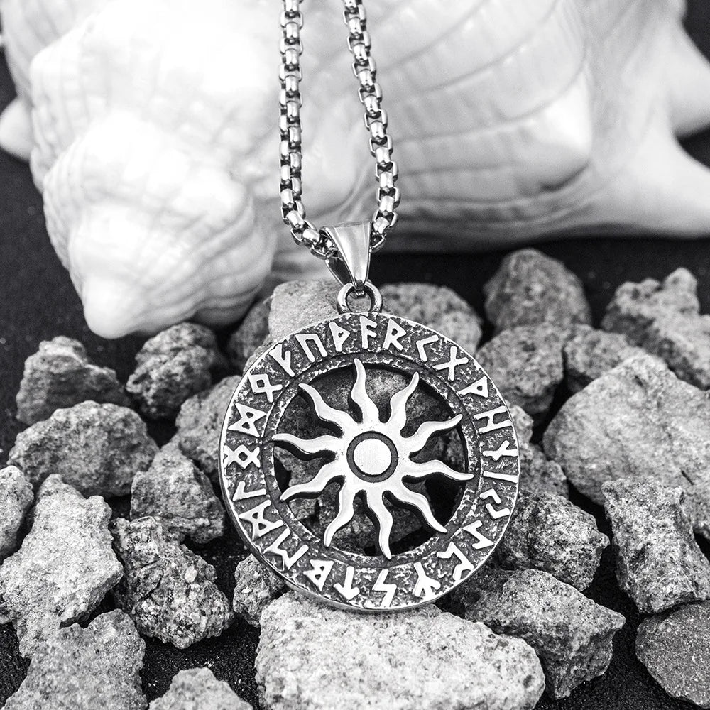 Silver Viking Sun Circle Pendant Necklace Box