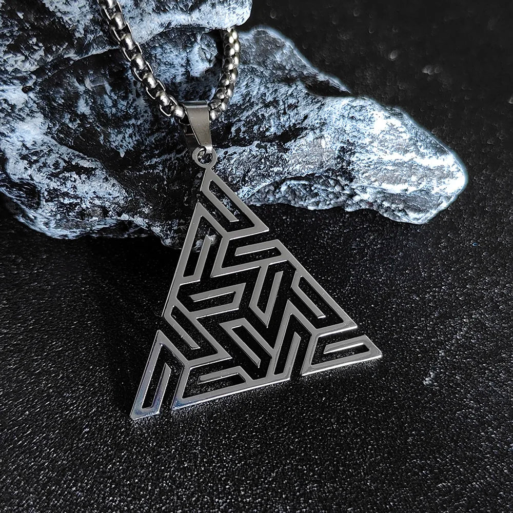 Fashion Men Stainless Steel Necklace Triangle Pendant Hip Hop Necklaces for Men Creative Jewelry Accessories Anniversary Gift