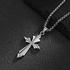 New Simple Geometric Stainless Steel Cross Pendant Necklace Punk Hip-Hop Style Creative Unisex Alloy Sweater Chain
