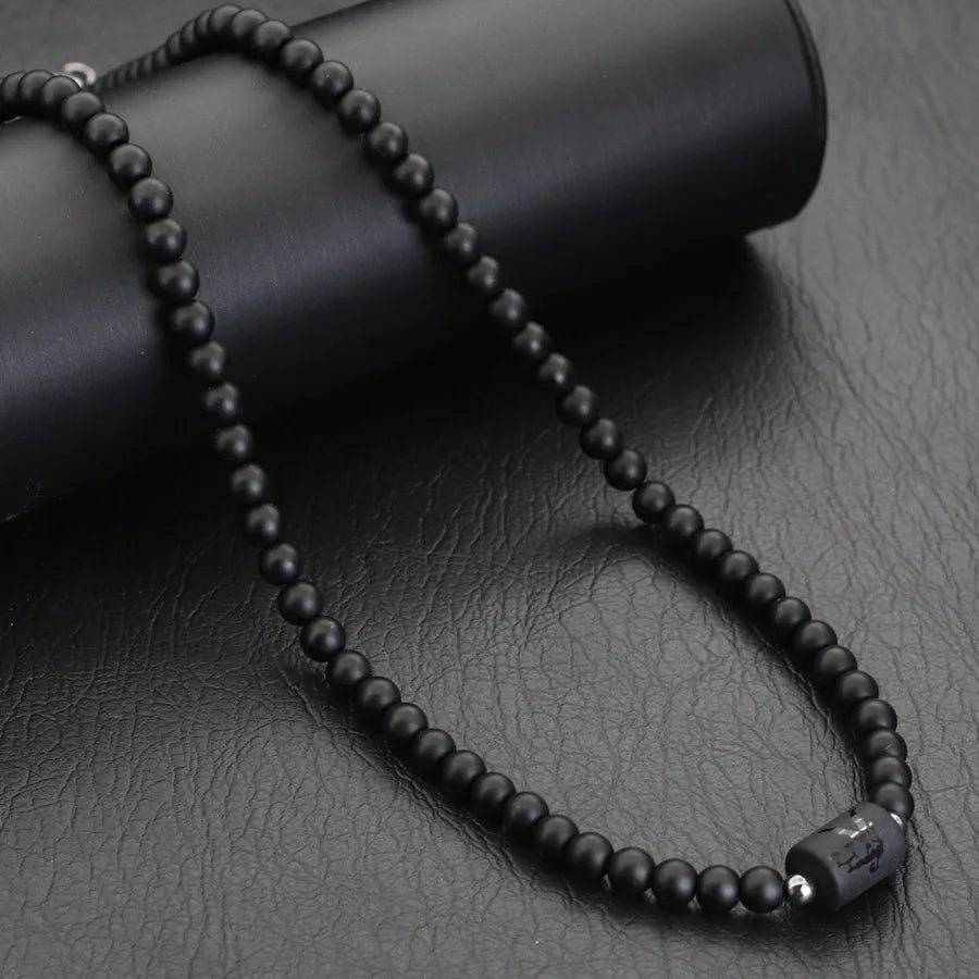 Zodiac Black Onyx Pendant Necklace — Stainless Steel