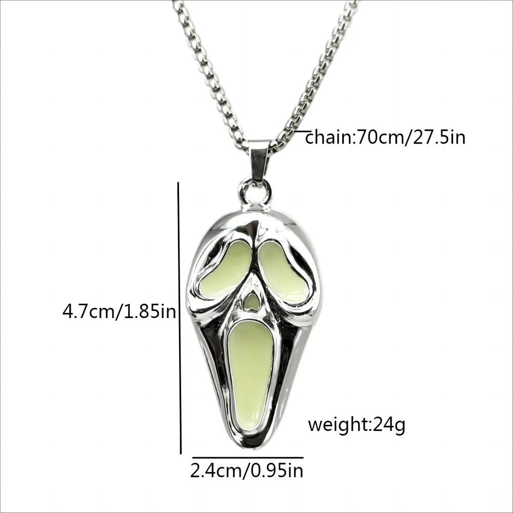 European and American street hip hop popular exaggerated skull luminous mask pendant, trendy man personality neckla