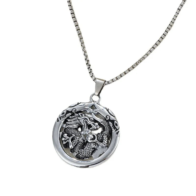 Dragon Zodiac Steel Pendant Chinese Style Retro