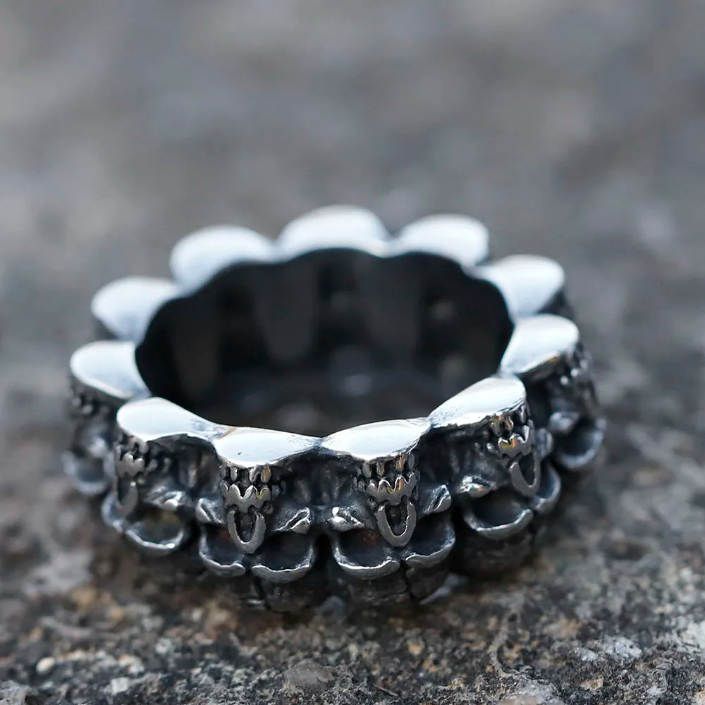 2023 NEW Men's 316L stainless steel rings Unique Skull ring Vintage Aegishjalmur PUNK Jewelry Gifts free shipping