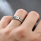 2026 New Stainless Steel Hollow Out Ring for Men Women Fashion Hollow Rune Design Finger Anillo Antiestres Anxiety Rings