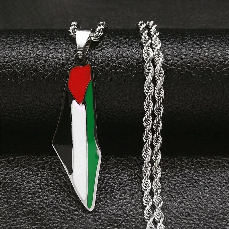 Palestine Flag Steel Pendant Necklace Chain