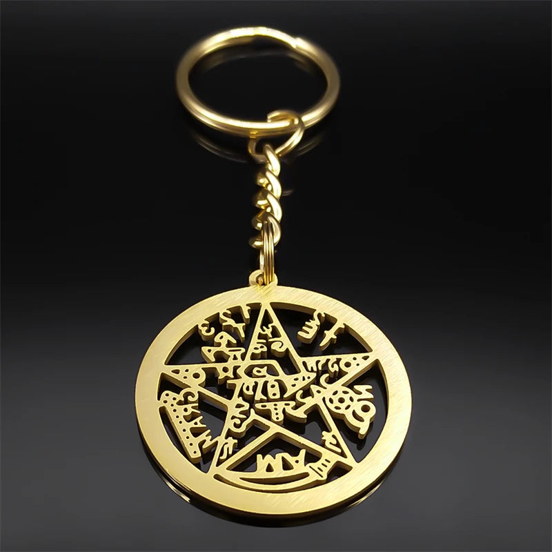 Star Key Gold Ring Witchcraft Jewish Tetragrammaton