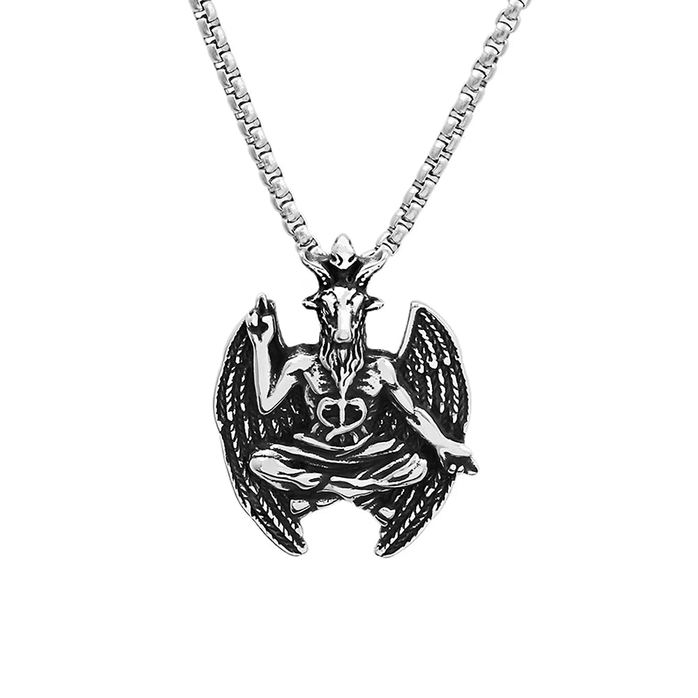 Occult Steel Pendant Vintage Gothic Satanic Goat