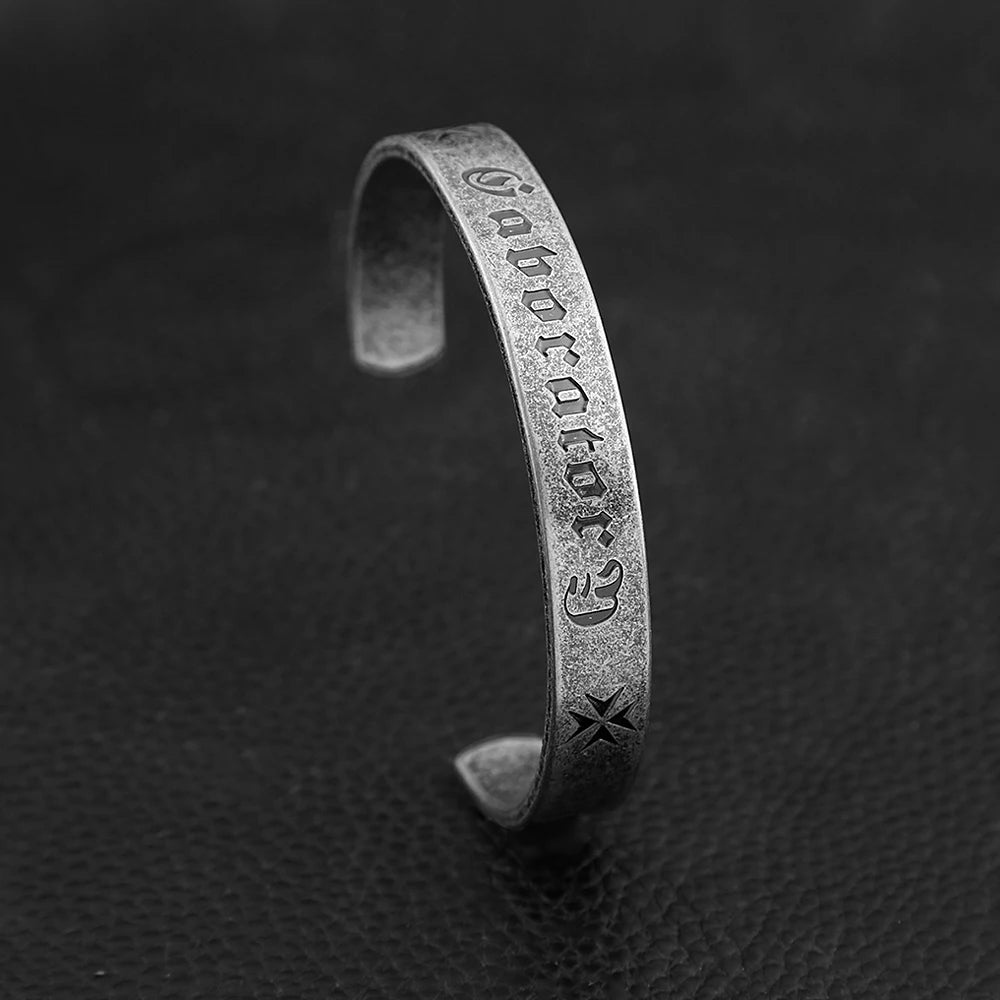 Heart Steel Bracelet Vintage Sutra Mantra Sanskrit