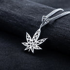 Iced Out Hemp Leaf Pendant — 925 Silver