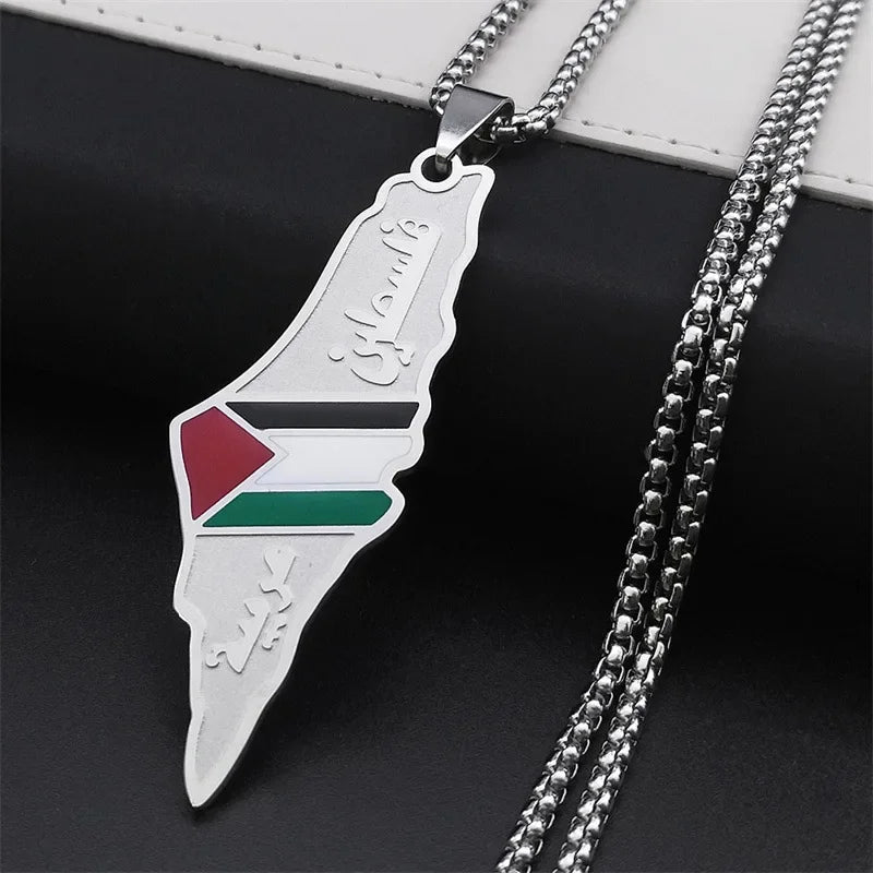 Palestine Flag Steel Pendant Necklace Chain