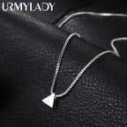 925 Sterling Silver Necklace 18 inches Box chain Simple geometry triangle Pendant For Women Fashion Jewelry Christmas Gifts