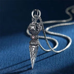 Retro Subduing Demon Pestle Pendant Necklace Male Jewelry Tide Amulet 925 Silver Chain Necklace For Men Personality