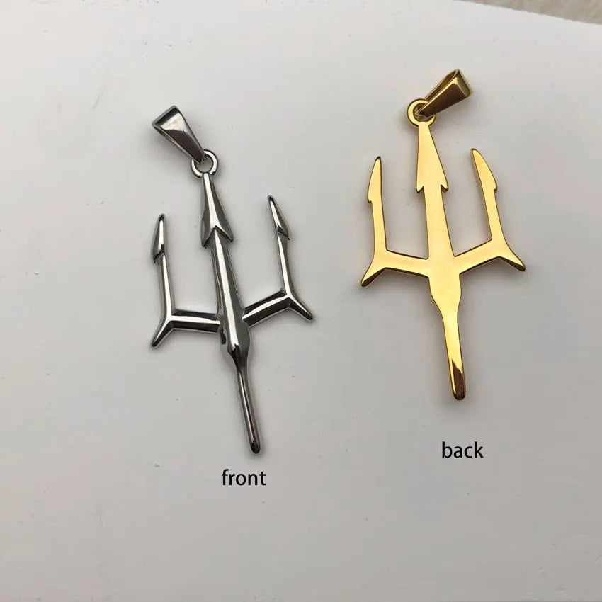 Greek Poseidon Trident Pendant Necklace — Stainless Steel