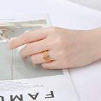 Witch Knot Triskele Ring — Triple Spiral, Gold & Silver Tone