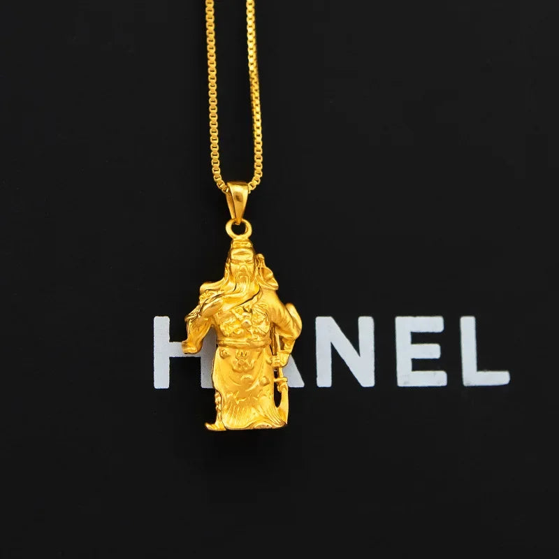 Guan Gong Gold Pendant Necklace