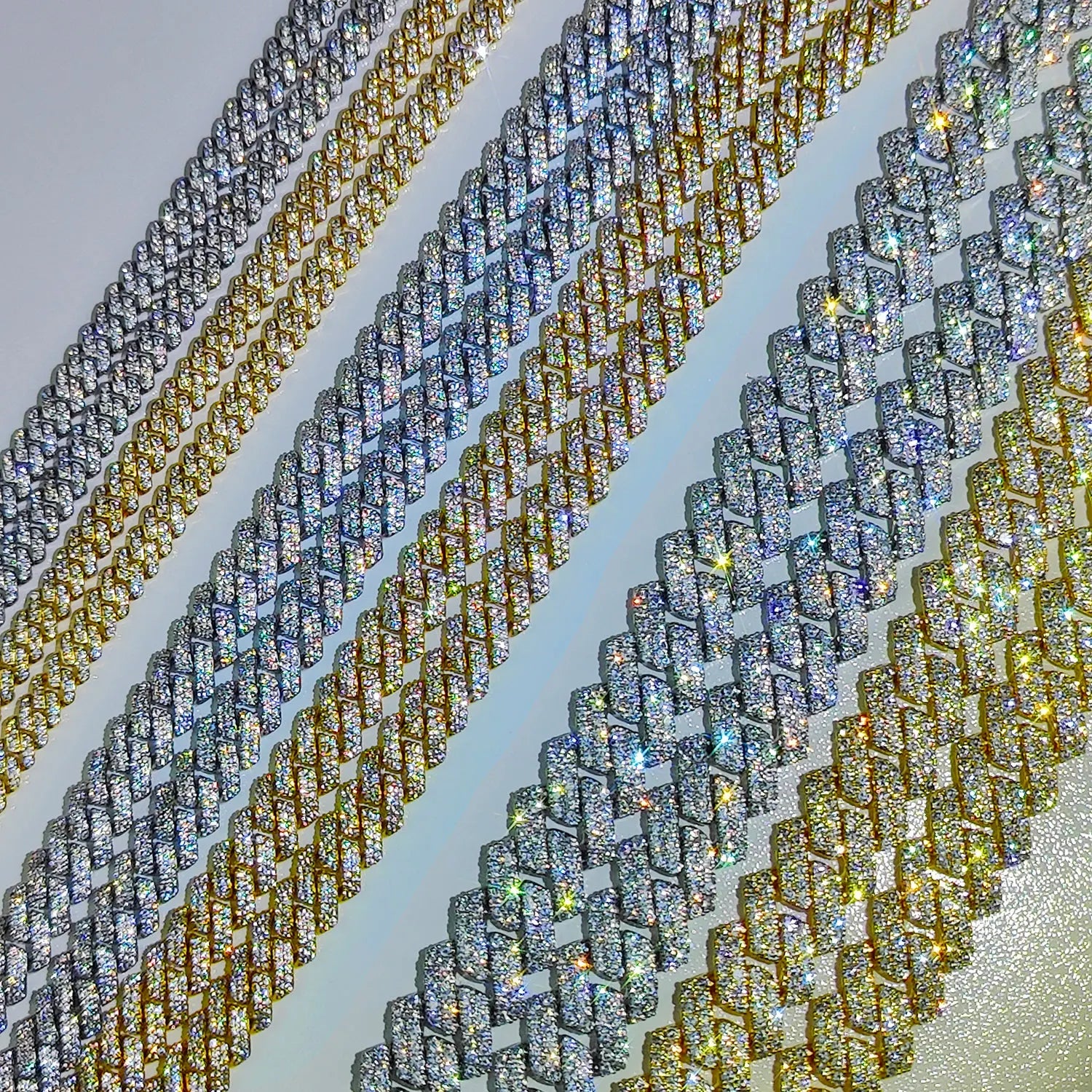Drop Shipping 6/8/14mm Width Iced Out Cubic Zirconia Cuban Chain 1-2 Row Miami Cuban Link Necklace for Rapper Hip Hop Jewelry