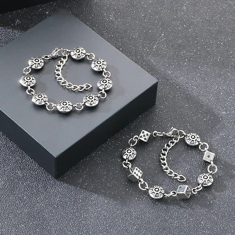 Vintage Gothic Ornate Charm Link Bracelet — Stainless Steel
