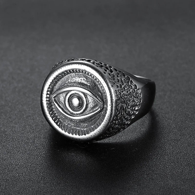 Egyptian Eye of Horus Signet Ring — Stainless Steel