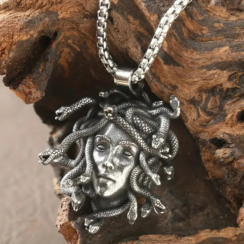 Medusa Snake Pendant Necklace — Stainless Steel