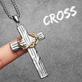 Thorn Cross Pendant Necklace — Stainless Steel