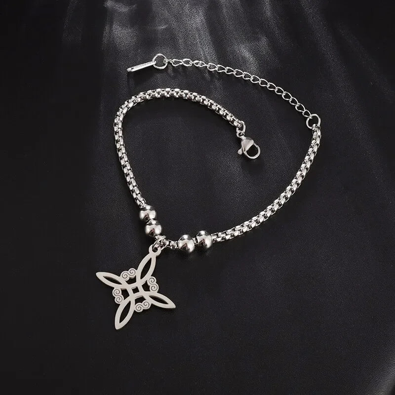 Stainless Steel Irish Celtic Trinity Knot Necklace Witch Knot Pendant Men Women Protection Amulet Jewelry Gift