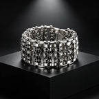 Bracelets For Men's Boy Fashion Chain Jewelry, 316L Stainless Steel Rock Punk Motorbiker Cross Flower Bracelet and