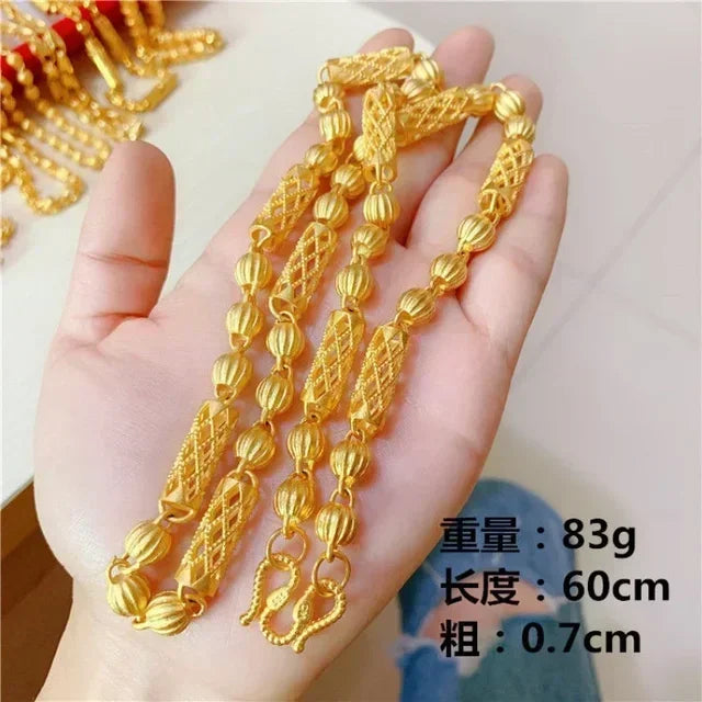 Mens and womens 18K gold necklace AU750 ball chain transfer domineering jewelry boss chain free shipping with