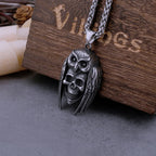 Skull Owl Pendant Necklace — Stainless Steel