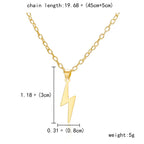 Stainless Steel Metal Lightning Shaped Pendant Necklace For Women Men Minimalist Geometric Lightning Clavicle Chain Jewelry Gift