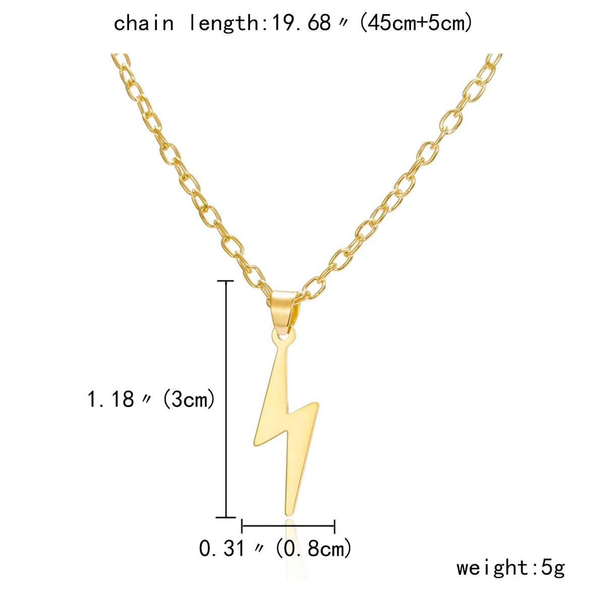 Stainless Steel Metal Lightning Shaped Pendant Necklace For Women Men Minimalist Geometric Lightning Clavicle Chain Jewelry Gift