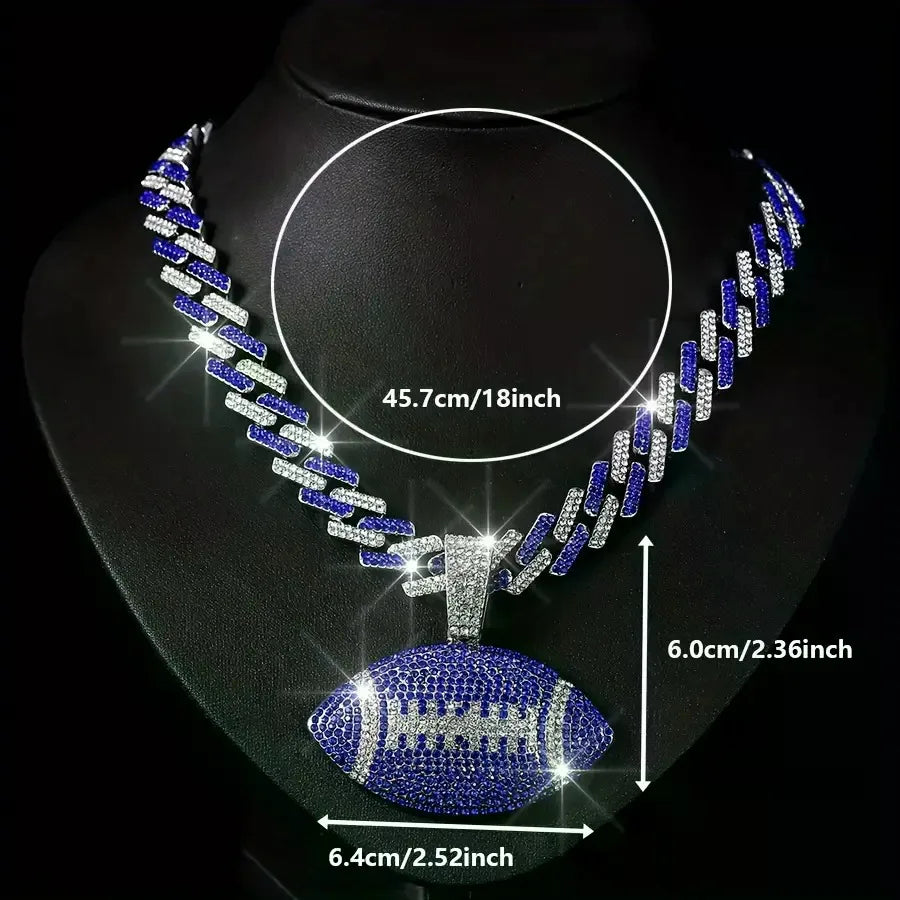 Football Pendant Necklace with 18-Inch Miami Chain — Sports Fan