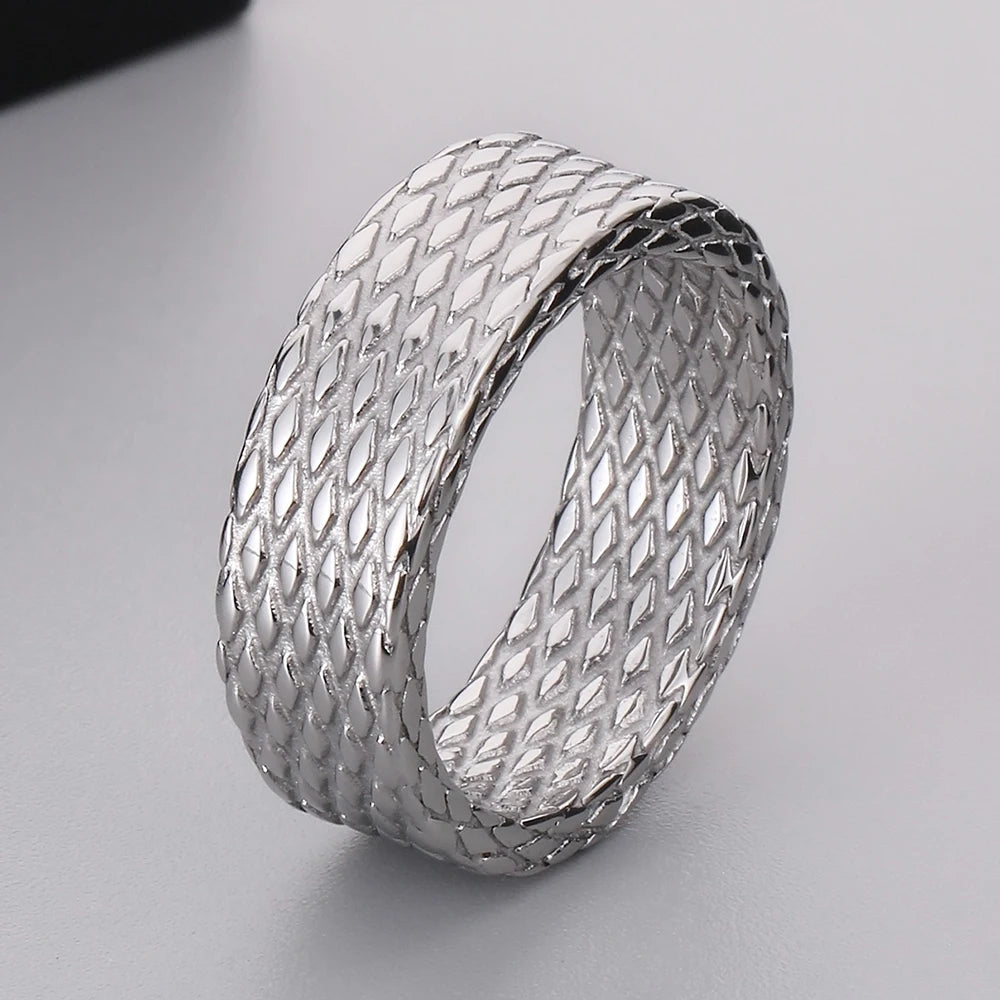 Distressed Diamond Pattern Style Stainless Steel Rings for Man Mens Rings Vintage Birthday Jewelry Gifts for Him 3
