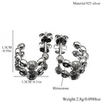 Silver Earrings Retro Sterling C-shaped Zircons