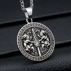 Nordic Double Wolf Pendant Necklace — Stainless Steel