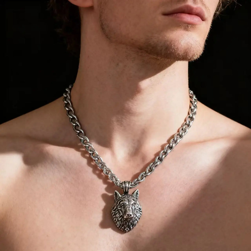 Wolf Viking Steel Pendant 316L Head Punk