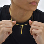 Cross Box Chain Pendant Necklace — Stainless Steel