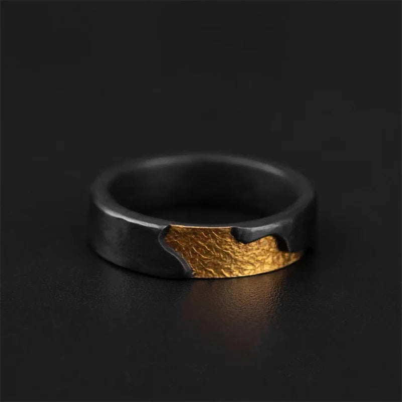 Delicate High Grade Sunshine Lines Ring Male Jewelry Adjustable Romantic Black Gold Collision Trendy Finger Ring