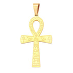 Vintage Punk Anka Cross Pendant Stainless Steel Egyptian Necklaces For Men Women Unique Rune Amulet Jewelry Gifts