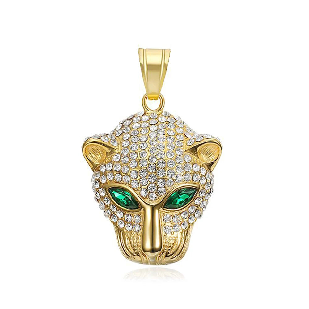 Vintage Stainless Steel Leopard Head Pendant Necklace Gothic Hip Hop Classic Animal Necklaces For Men Fashion Party Jewelry Gift