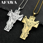 Christian Jesus Crucifix Cross Pendant Necklace — Stainless Steel